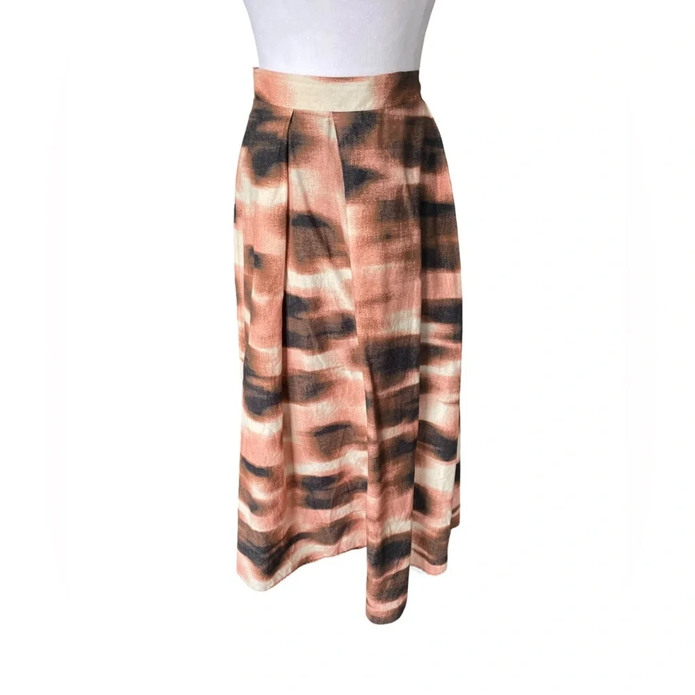 DKNY Abstract Print A-Line Cotton Maxi Skirt Womens Size XL